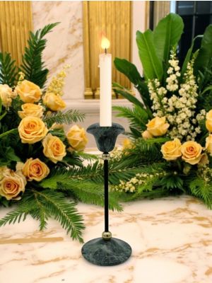 Portavelas de Mármol Verde, hecho a mano, auténtica piedra natural y diseño decorativo.