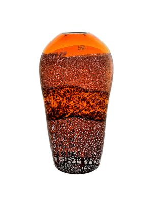 JARRÓN DE BANDA DE PLATA ALTA Jarrón Veneciano hecho a mano con hoja de plata y cristal de Murano