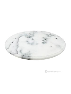 Tabla de cortar giratoria en mármol Bianco Ibiza, hecha a mano, decorativa en auténtica piedra natural.