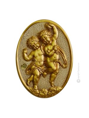 ÁNGELES Decoración artística colgante de cerámica estilo barroco Pan de oro de 24k Made in Italy