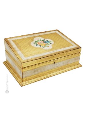 CAJA de madera decorada con pan de oro, cofre, hecha a mano y pintada, Made in Italy