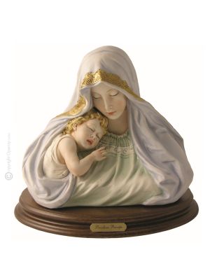 BUSTO DE LA VIRGEN CON EL SANTO NIÑO Estatua Estatua Figura de Porcelana Capodimonte Hecha a Mano Made in Italy