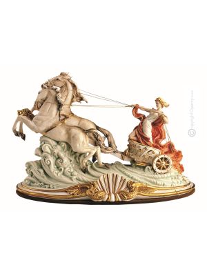 EL CARRO DE AURORA Estatuilla de figura de porcelana Capodimonte hecha a mano en Italia