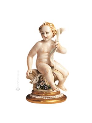 CHERUBINO Capodimonte estatuilla de porcelana hecha a mano en Italia