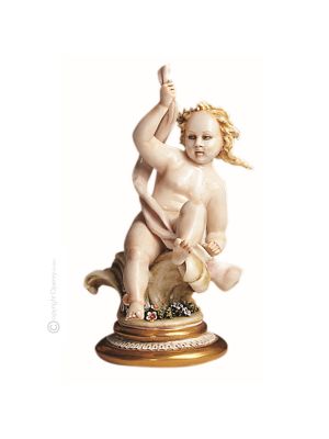 CHERUBINO Capodimonte estatuilla de porcelana hecha a mano en Italia