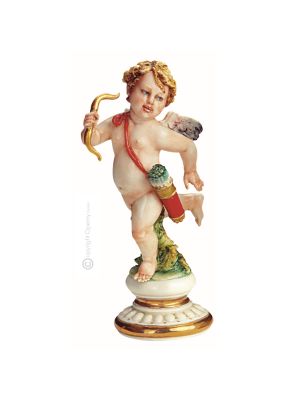 CHERUB CON LAZO Estatuilla de figura de porcelana de Capodimonte hecha a mano en Italia