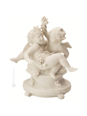 QUERUBIOS CON UVAS Estatuilla de figura de porcelana Capodimonte hecha a mano en Italia