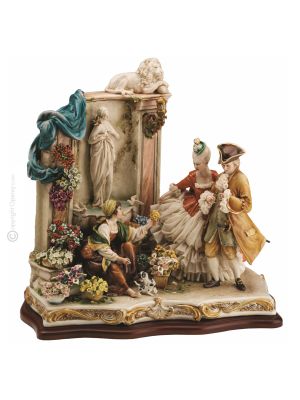 FLORES PARA MI SEÑORA Estatua estatuilla de porcelana Capodimonte hecha a mano en Italia