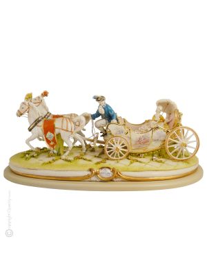 EL CARRO Estatuilla de figura de porcelana de Capodimonte hecha a mano en Italia