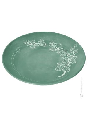 ORCHIDEA centro de mesa plato cerámico artístico piamontés realizado y decorado a mano auténtica Made in Italy 