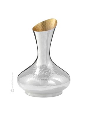 DECANTER Jarra Vino Agua Chapado Especial Plata Oro Martillado a Mano Hecho en Italia