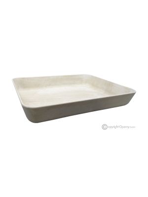 CENTRO DE MESA en piedra natural crema moka, auténtico y elegante, diseño moderno.