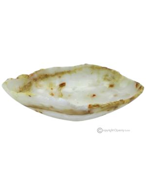 CENTRO DE MESA en ónix blanco, auténtica piedra natural, con un diseño moderno, hecho a mano.