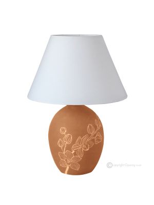 ORCHIDEA Lámpara de mesa artística piamontesa de cerámica, auténtica hecha a mano y decorada Made in Italy 