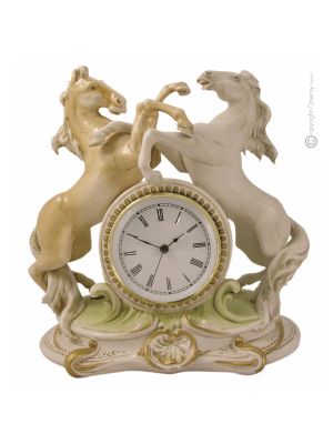 CAVALLI Reloj de mesa de porcelana Capodimonte, artesanía Made in Italy