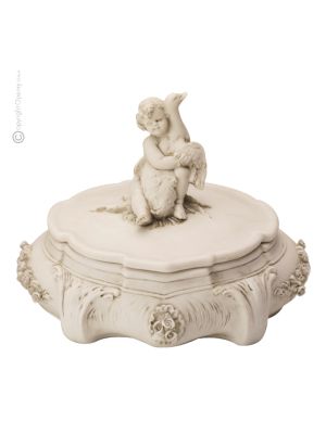 JOYERO CON QUERUBÍN Cofre de porcelana de Capodimonte hecho a mano Made in Italy