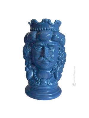 CABEZA MARRÓN MACHO Maceta y decoración artística de mesa de cerámica.