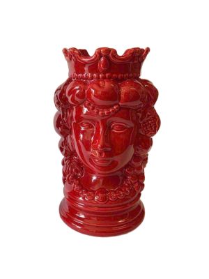 CABEZA MARRÓN FEMENINA Maceta y decoración artística de mesa en cerámica.