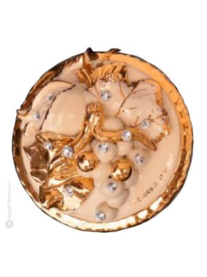 PINTURA Decoración para colgar cerámica artística estilo Barroco, color oro 24k con cristales Swarovski