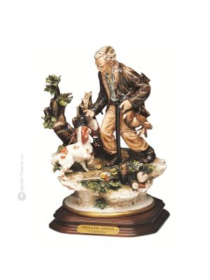 HUNTER Estatua figura Capodimonte porcelana hecha a mano Made in Italy