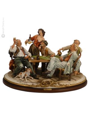 GRAN JUEGO DE CARTAS Figura de porcelana Capodimonte figura hecha a mano Made in Italy