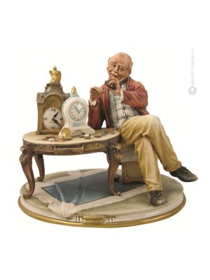 Estatua RELOJERO Estatua Capodimonte Porcelana Hecha a mano Made in Italy