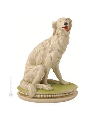 Figura de porcelana Capodimonte GALGO RUSO, artesanía Made in Italy