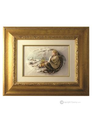 INVIERNO Cuadro en bajorrelieve de porcelana Capodimonte hecho a mano Made in Italy