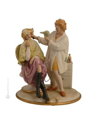 PELUQUERÍA Figura de porcelana Capodimonte hecha a mano Made in Italy