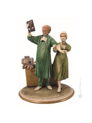 Figura de CIRUJANO Estatua Capodimonte Figura de porcelana hecha a mano Made in Italy