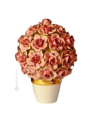 ROSAS Centro de mesa artístico de cerámica estilo barroco, color oro 24k 