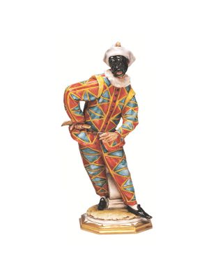 HARLEQUIN Estatua figura Capodimonte porcelana hecha a mano Made in Italy