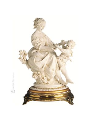 MADRE CON NIÑO Figura de porcelana Capodimonte hecha a mano Made in Italy