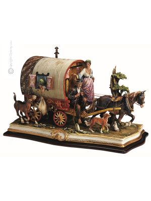 LA CARAVANA ROMANA Figura de porcelana Capodimonte hecha a mano Made in Italy