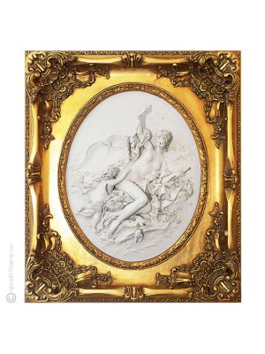 VENUS Y CUPID Cuadro en bajorrelieve de porcelana Capodimonte hecho a mano Made in Italy