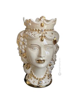 CABEZA MARRÓN FEMENINA Maceta y decoración artística de mesa en cerámica.