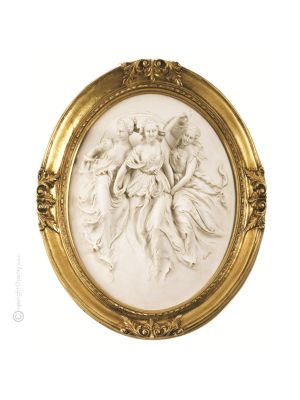 LAS TRES GRACIAS Cuadro en bajorrelieve de porcelana de Capodimonte hecho a mano Made in Italy