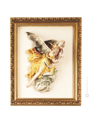 ÁNGEL DE NAVIDAD Cuadro en bajorrelieve de porcelana Capodimonte hecho a mano Made in Italy