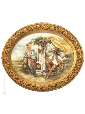 A LA FUENTE Cuadro en bajorrelieve en porcelana de Capodimonte hecho a mano Made in Italy