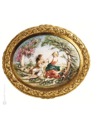 ESCENA PASTORAL Pintura en bajorrelieve Porcelana de Capodimonte Made in Italy
