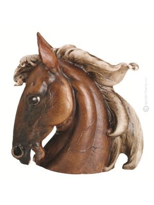 CABEZA DE CABALLO Figura de porcelana Capodimonte, artesanía Made in Italy