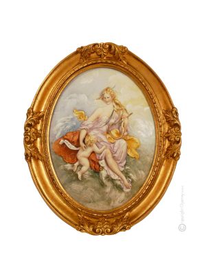 MÚSICA ALEGÓRICA Cuadro en bajorrelieve Porcelana de Capodimonte Made in Italy