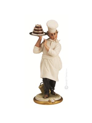 PASTELERO Estatuilla de figura de porcelana Capodimonte hecha a mano Made in Italy