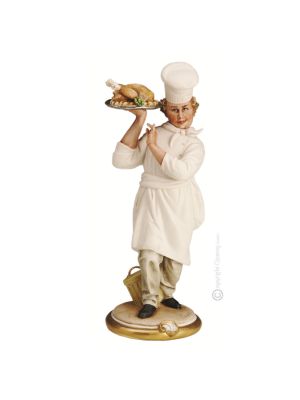 Figura de porcelana COCINERO Capodimonte figura hecha a mano Made in Italy