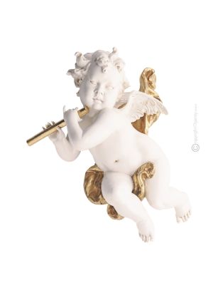 CUPIDO CON FLAUTA Estatua estatuilla Porcelana Capodimonte hecha a mano en Italia