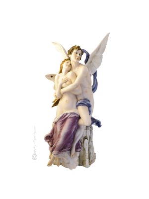 EROS Y PSIQUE Estatua figura de porcelana Capodimonte hecha a mano en Italia