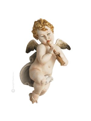 CUPIDO CON TROMPETA Estatua estatuilla porcelana Capodimonte hecha a mano en Italia