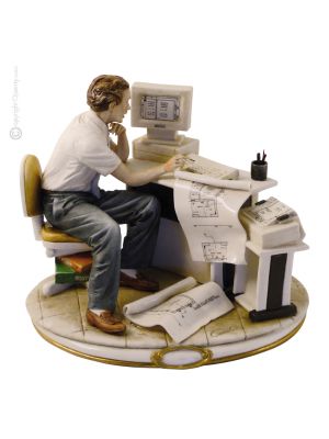 GEÓMETRO Figura figura Capodimonte porcelana hecha a mano Made in Italy