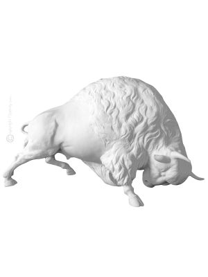 Figura de porcelana BUFFALO Capodimonte, artesanía Made in Italy