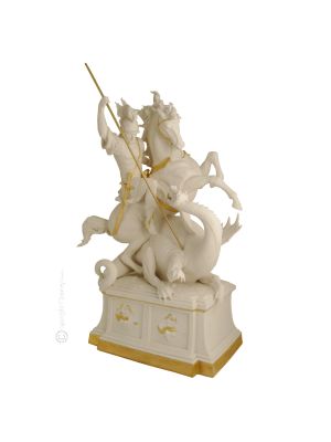 Estatuilla de figura de porcelana de Capodimonte SAN JORGE Y EL DRAGÓN hecha a mano en Italia